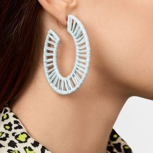 BaubleBar Rahima Raffia Blue Hoop Earrings